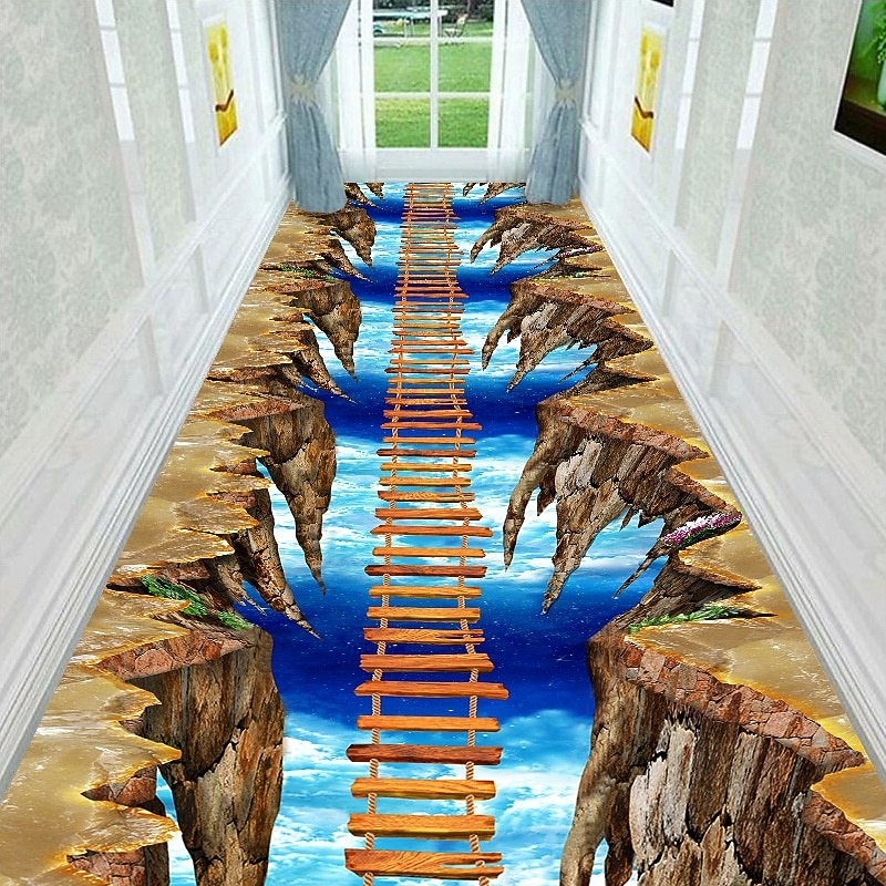 Loperkleed met 3D optische illusie, 2D plat bedrukt tapijt voor woonkamer, slaapkamer, volledige dekking, hal, gang, aanpasbare vloermat, antislip keukendeurmat 2026 - $8.99 –P6