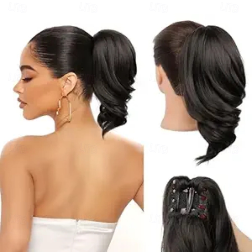 extensie coadă de cal - extensii de păr coadă de cal cu clipsuri de 30 cm, sintetice, moi, cu onduleuri naturale, pentru femei - negru-maro 30 cm 2026 - $22.99 –P1