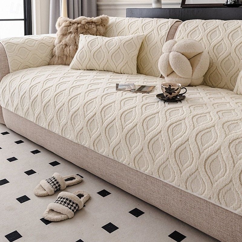 Funda de sofá de felpa gruesa de invierno antideslizante, protector de cojín para sofá, resistente a las mascotas y antiarañazos, funda para muebles 2026 - $14.49 –P8