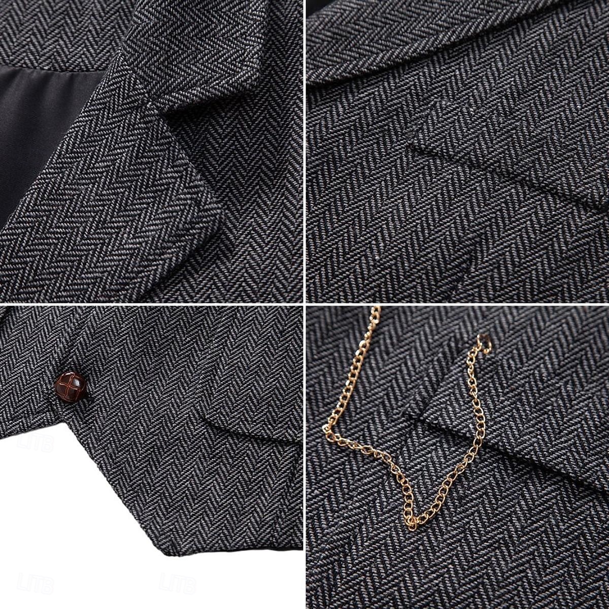 Classical 1920s Retro Vintage Vest Waistcoat The Great Gatsby Groomsmen Fancy Dress Men's Carnival Masquerade Prom Party Wedding Adults' Vest Spring Fall 2026 - $35.99 –P4