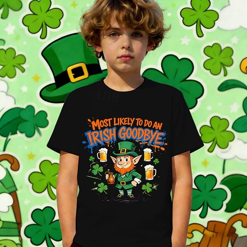St. Patrick St. Paddy's Day Boys' 3D Graphic Four Leaf Clover T shirt Tee Short Sleeve 3D Print Summer Spring Sports Fashion Streetwear Kids 4-12 Years Crew Neck Casual Daily Outdoor Regular Fit 2026 - $14.49 –P3
