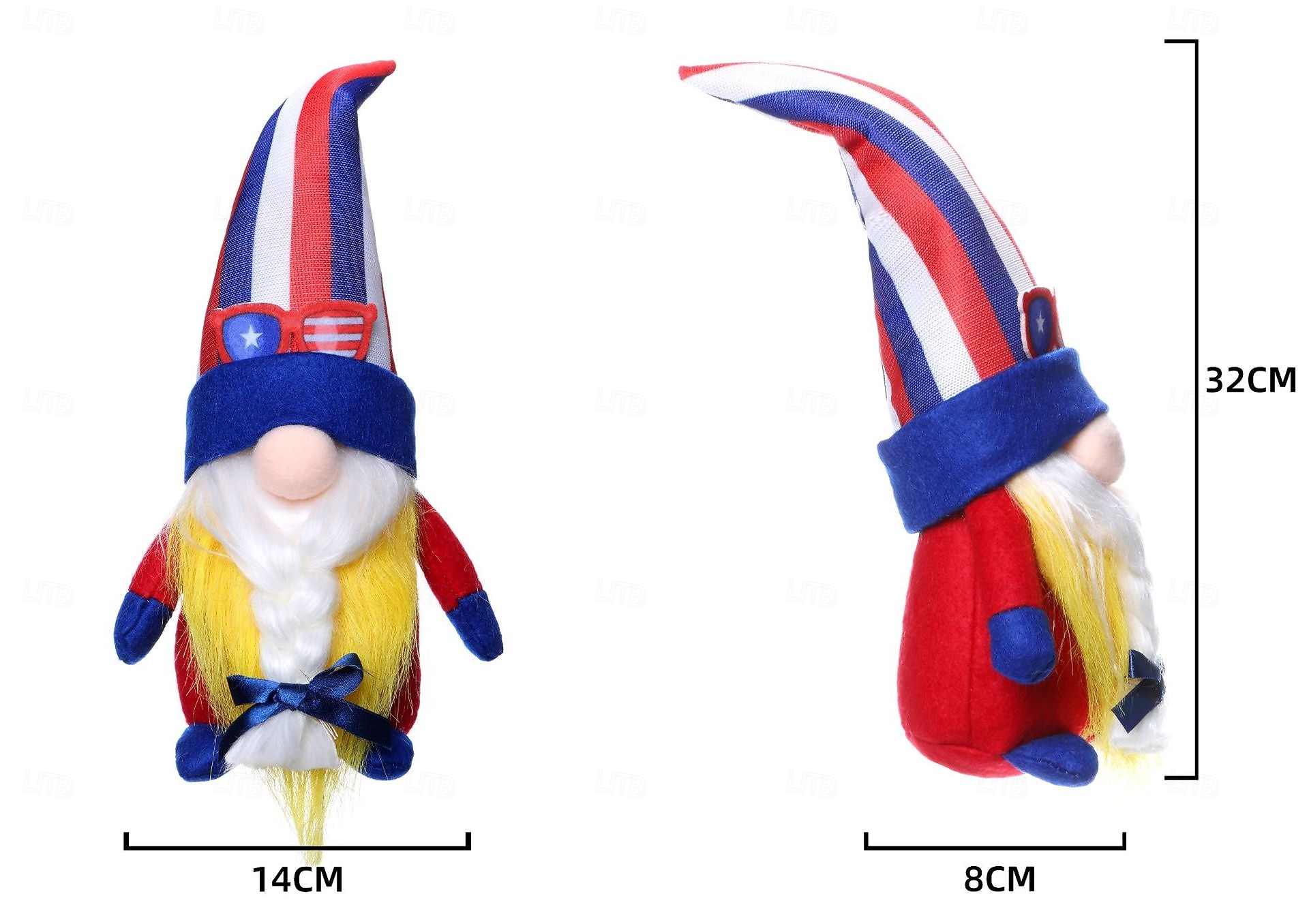 Independence Day Striped Pentagram Faceless Doll Dwarf Rudolf Doll Ornament Cartoon American Style 2026 - $13.99 –P7
