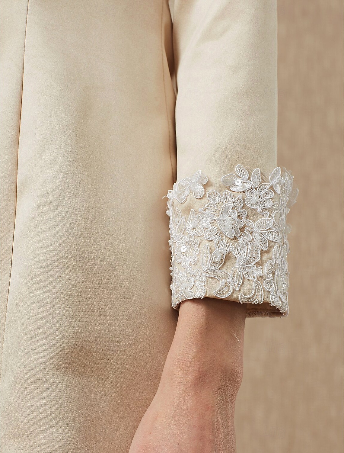 كم طويل معاطف / جواكيت دانتيل / ساتان زفاف / حفل / مساء مشد نسائي مع دانتيل / زينة / زر 2026 - $60.99 –P7