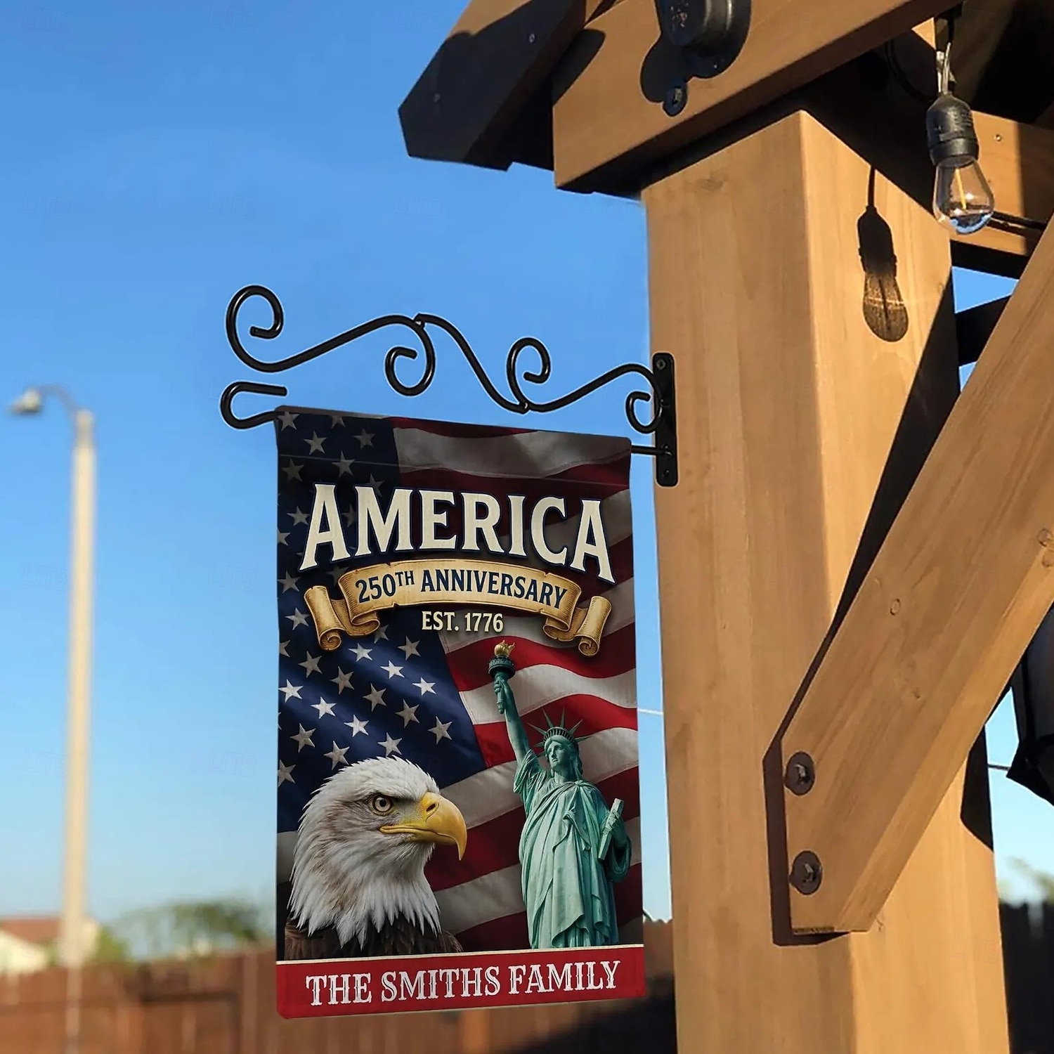 Amerikaanse 250e jubileum tuinvlag, patriottische vlag 1776-2026 met adelaar, Liberty Bell, Vrijheidsbeeld, rood en blauw, tuindecoratie 2026 - $11.99 –P2