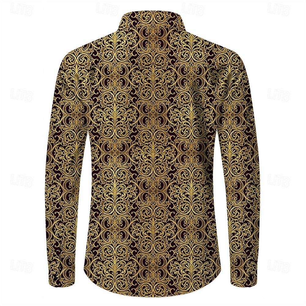 Rétro Vintage Années 1970 Chemise Chemise Aloha Manches longues Hippie Géométrique Déguisement Homme Mascarade Festival de Musique Soirée Tenue quotidienne Adulte Chemise de 2026 ? $23.99 –P2