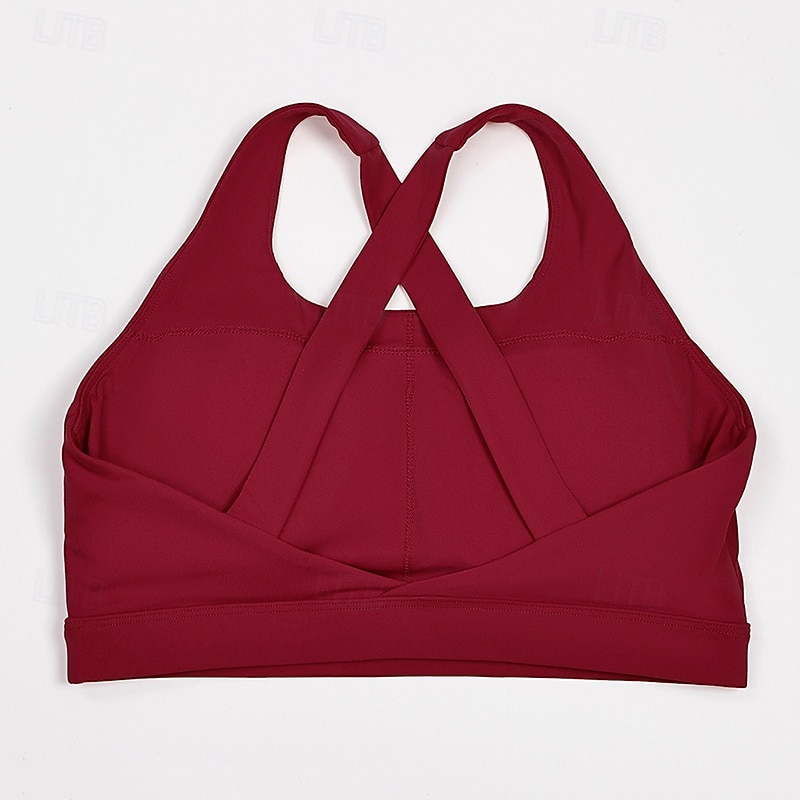 Per donna Supporto medio Canotta con imbottitura Reggiseno da corsa Snello Top reggiseno Imbottito Palestra Esercizio Corsa Leggero Elastico Traspirante Nero Bianco Rosso Tinta unita del 2026 a $16.49 –P7