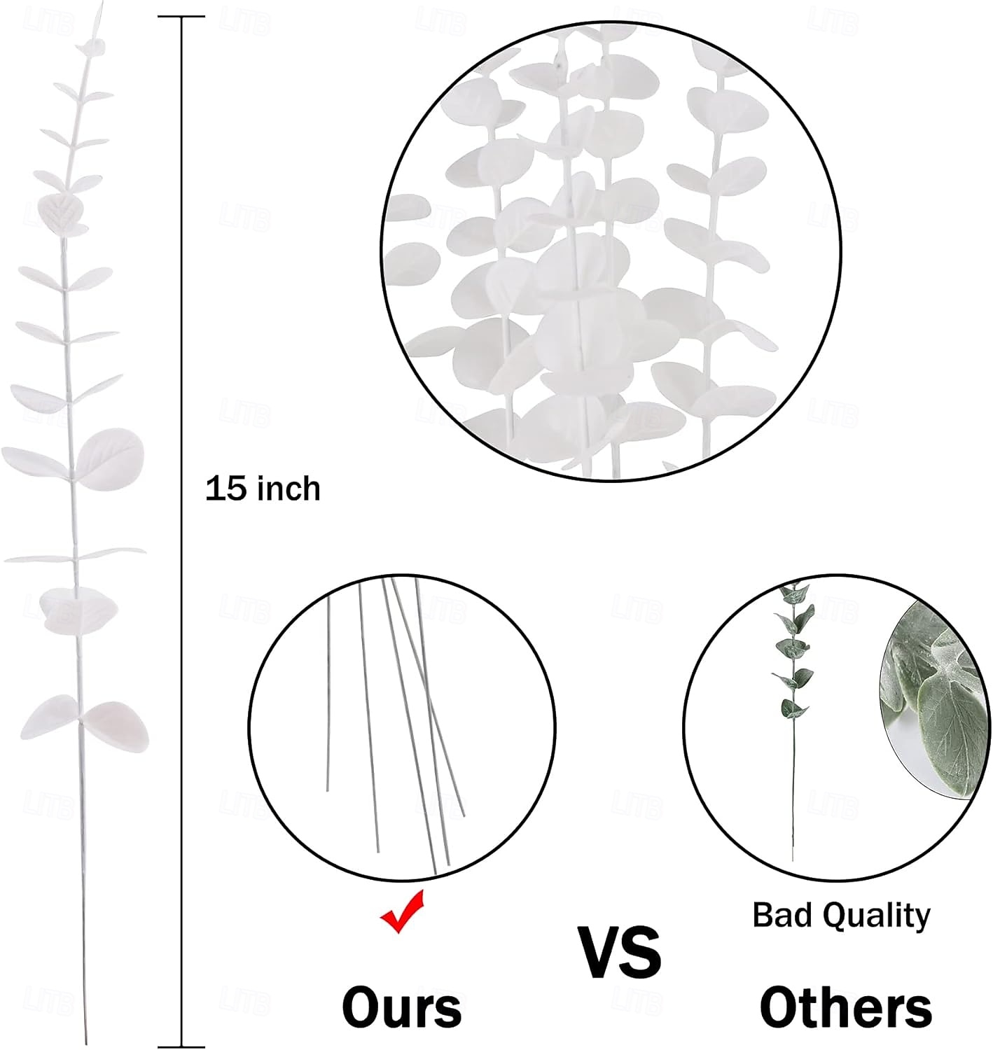24 hastes artificiais de eucalipto branco, folhas e galhos de eucalipto de 38 cm (15 polegadas) para buquê de casamento e decoração de casa. de 2026 por $17.49 –P3