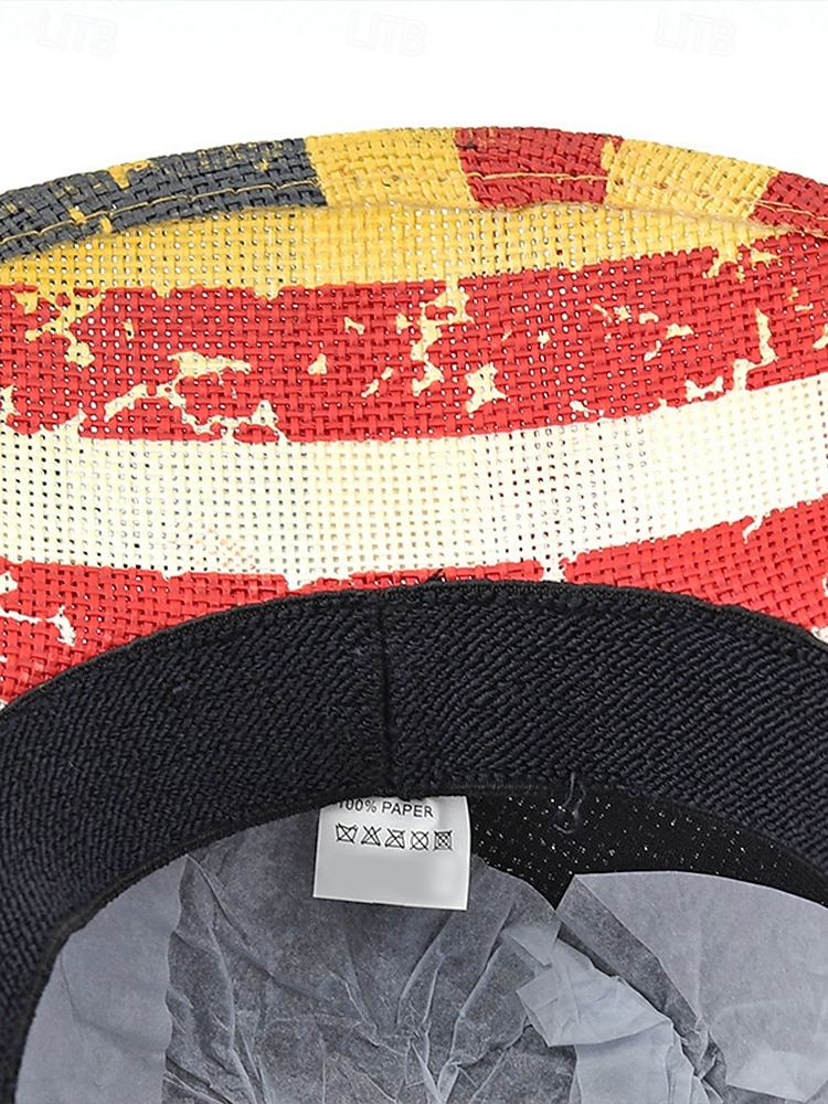250. výročí Spojených států pánský slaměný westernový klobouk s potiskem vlastenecké vlajky prodyšný tkaný fedora styl v několika designech festivalové prázdninové a volnočasové nošení 2026 - $29.99 –P11