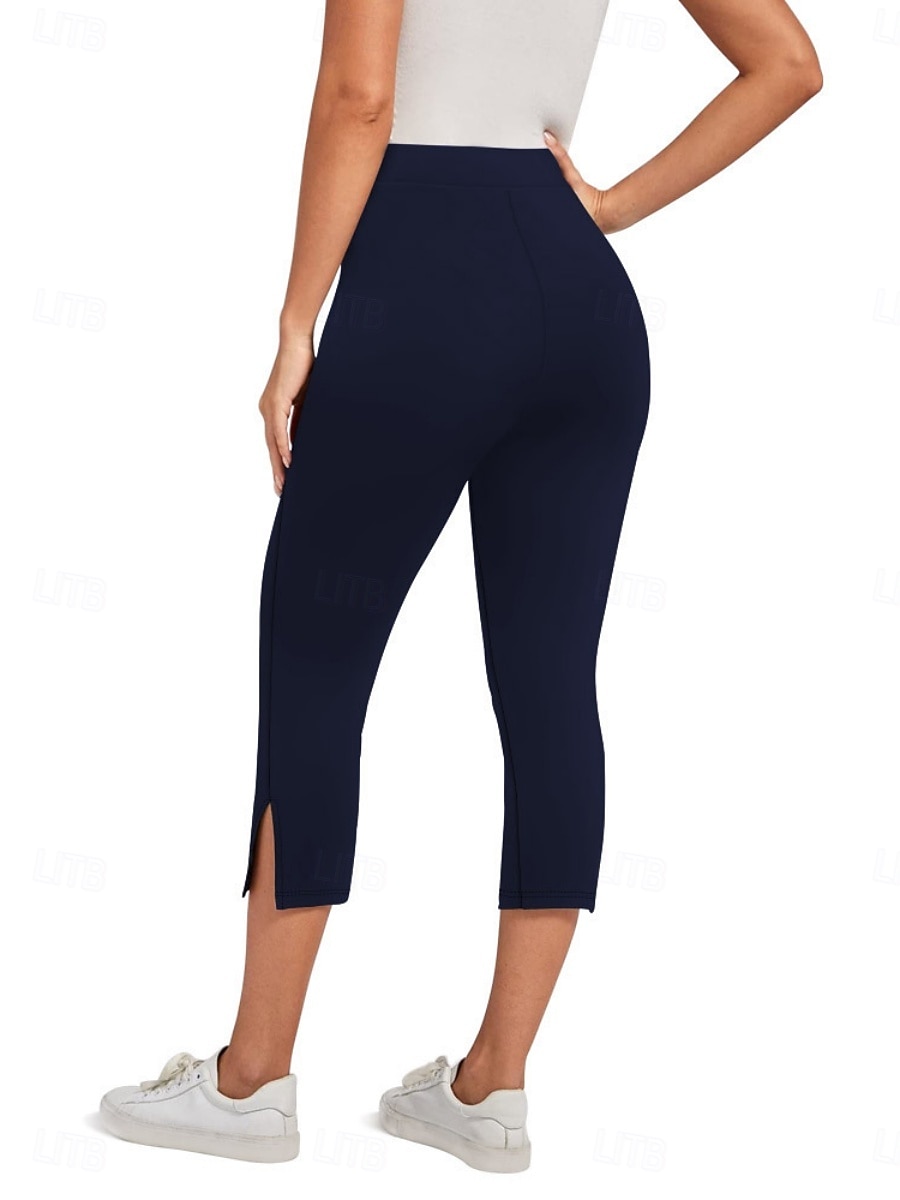 Dam Capribyxor Sommarshorts Damasker Mode Streetwear Grundläggande Vadlängd Hög midja Slät Elastisk midja Mateial som andas Bekväm Elastisk Dagligen Semester Gym Mörkgrå Svart Marinblå Sommar Vår 2026 - $17.99 –P3