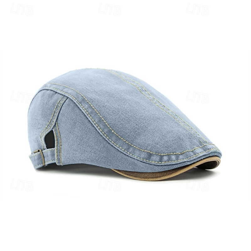 Voor heren Platte pet Ascot-hoed Krantenverkoper hoed Zwart Marineblauw Denim Modieus Casual Straat Dagelijks Effen Verstelbaar Zonbescherming Ademend 2026 - $13.49 –P11