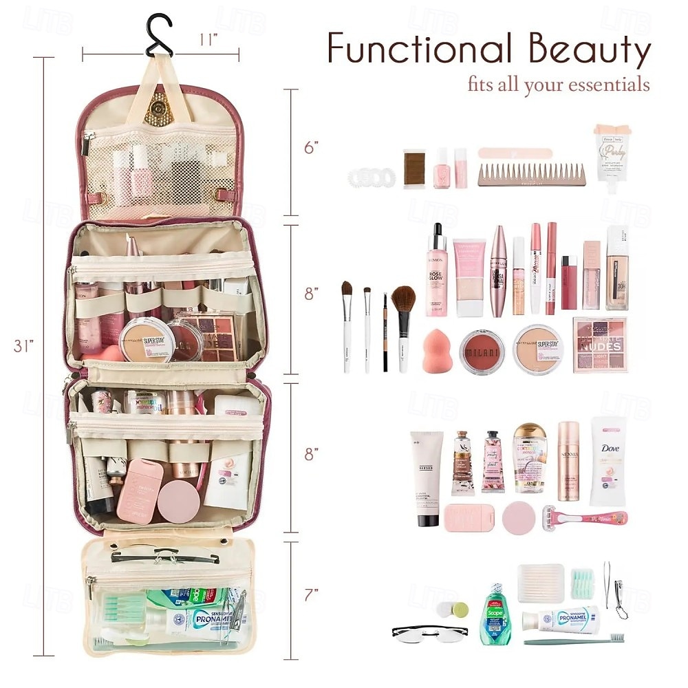 Waterproof Toiletry Bag Large Capacity Travel Cosmetic Bag for Outdoor Trips Hanging Bathroom Toiletries Organizer Waterproof Toiletry Bag, Makeup Bag, Storage Bag With Hooks, Toiletry Bag, Travel Bag 2026 - $37.99 –P3