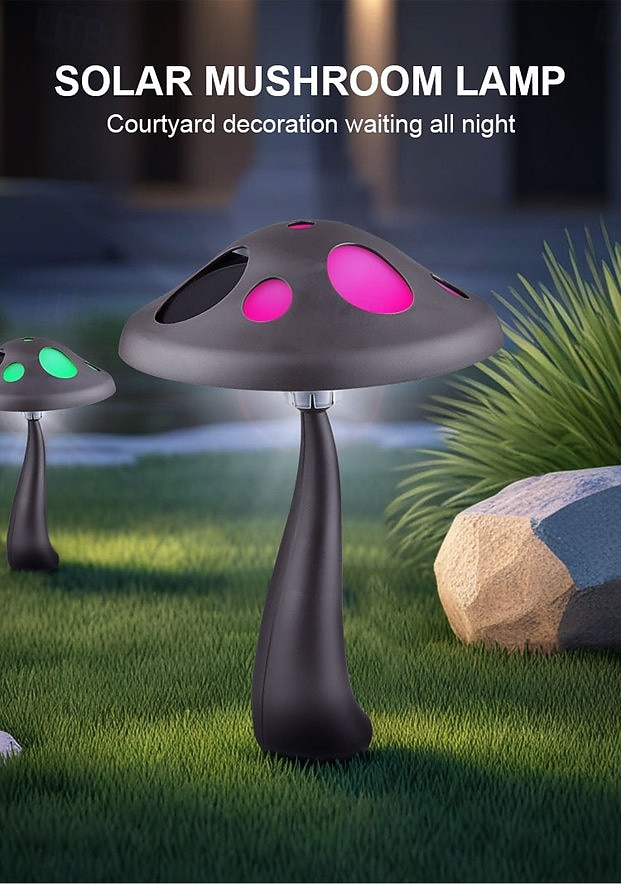 2 Pcs Outdoor Solar Mushroom Garden Stake Lights, Color-Changing LED, Decorative Pathway Light for Yard, Lawn, Garden, Park, Farm, Landscape, Atmosphere Lighting 2026 - $26.99 –P1