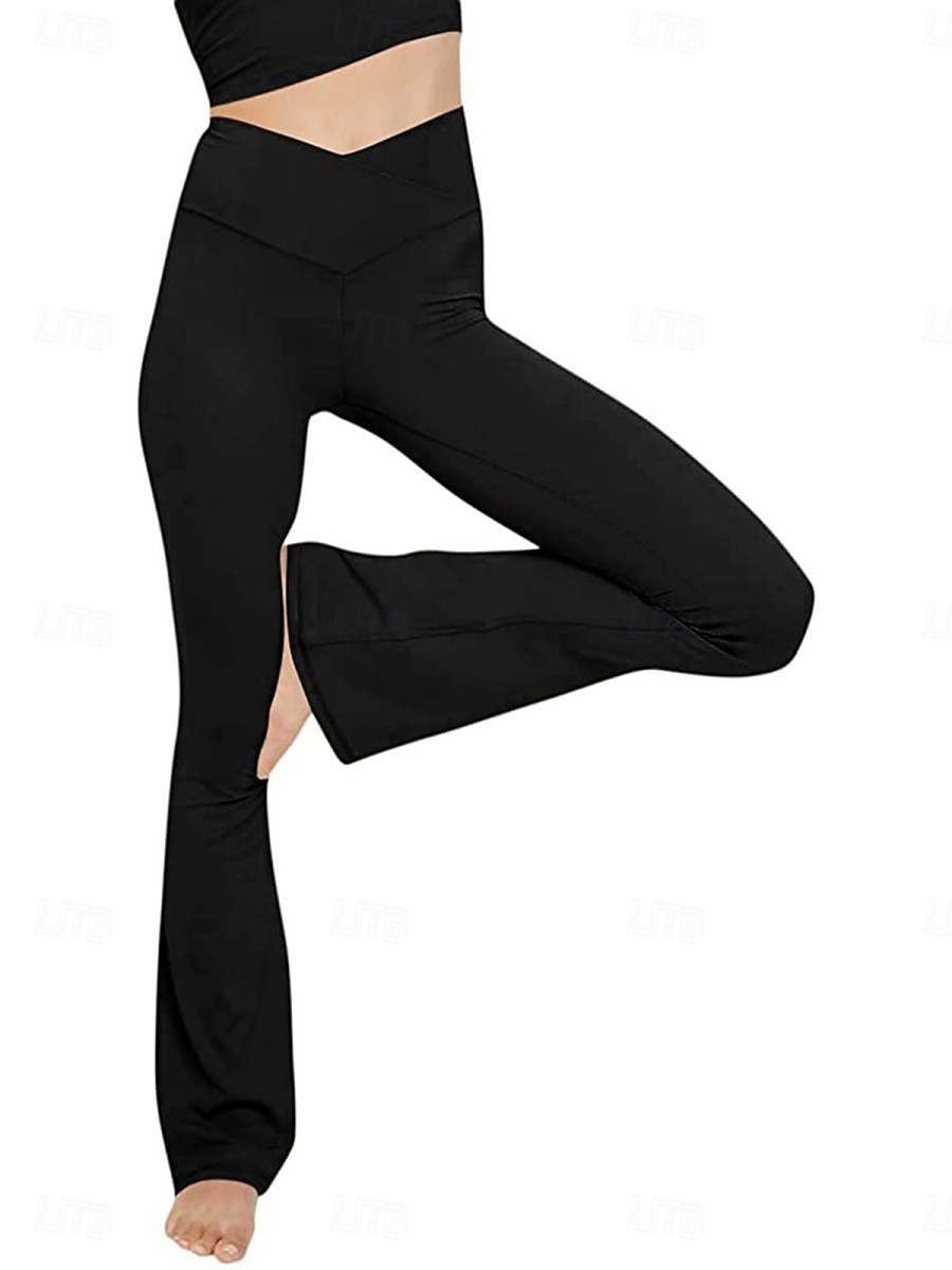 Mulheres Calças leggings flare Moda Roupa de rua Básico Comprimento total Cintura Alta Tecido Cintura elástica Confortável Com Stretch Diário Ginásio Ioga Preto Azul Marinha Azul Verde Primavera de 2026 por $16.99 –P2