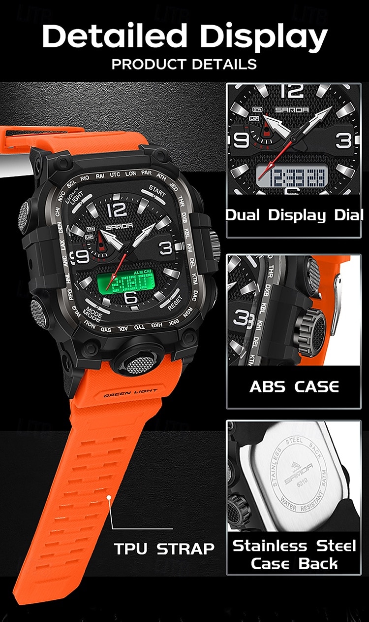 SANDA Men Digital Watch Creative Large Dial Outdoor Sports Luminous Stopwatch Alarm Clock Countdown Silicone Gel Silicone Watch 2026 - $26.99 –P18