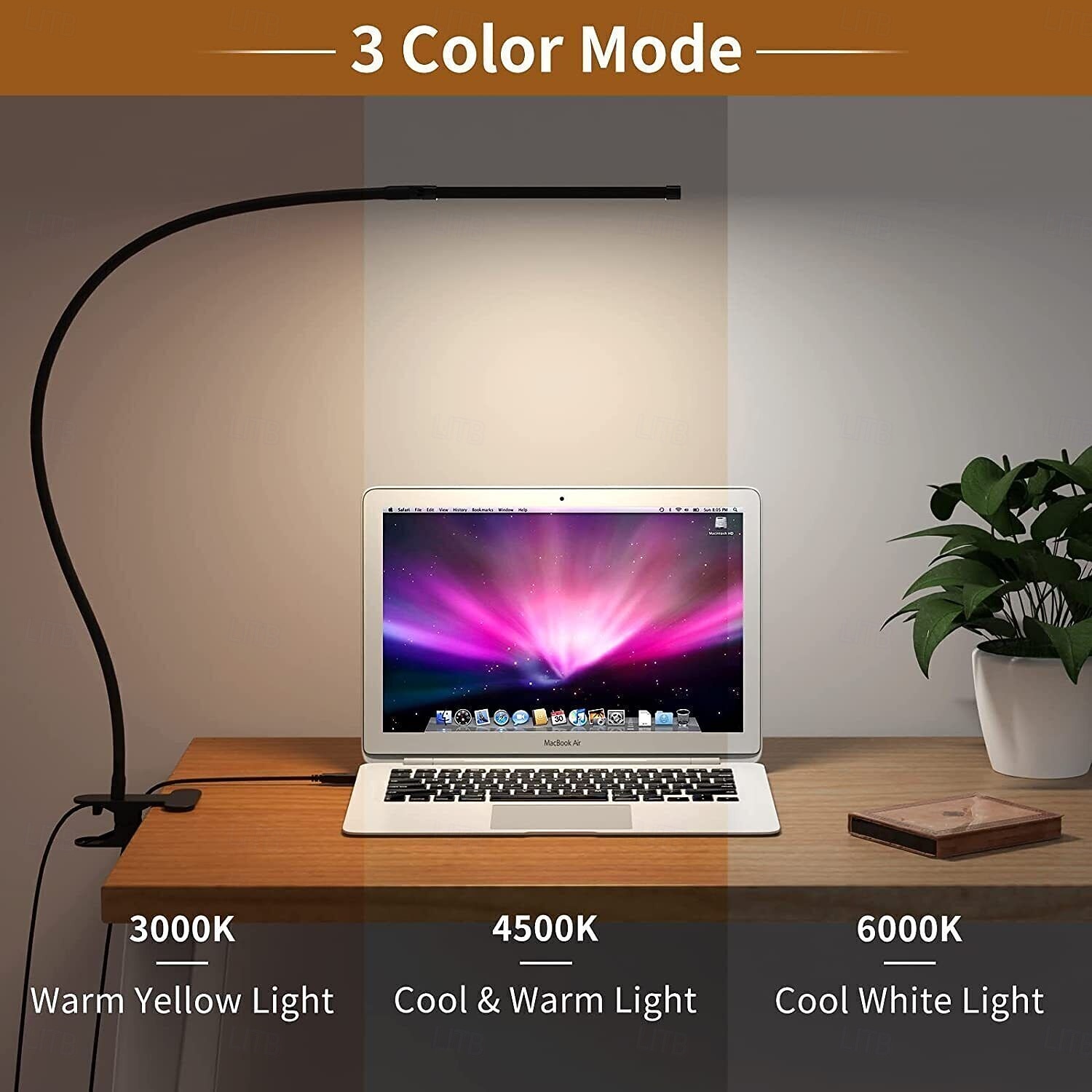 LED Clip Desk Lamp with No Flicker Eye Care, 3 Brightness Levels, Adjustable for Reading, Study, Bedroom, Dorm, USB Powered, Bedside Light, Flicker-Free 2026 - $12.49 –P10