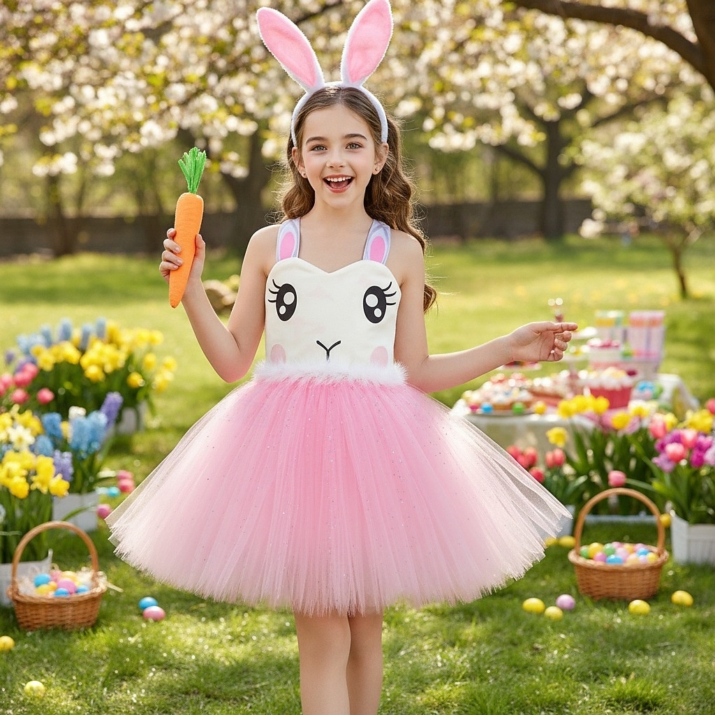 Tutu Robe Animal Lapin lapin de Pâques Robes Drôle Enfant Fille Halloween Pâques Carnaval Soirée Déguisements d'Halloween faciles Se déguiser de 2026 ? $30.99 –P1