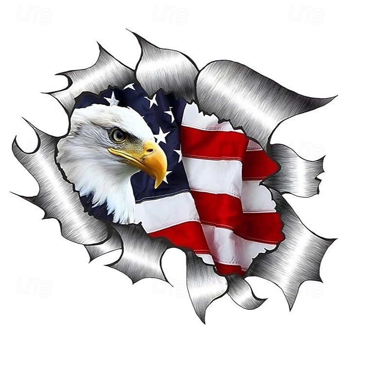 10 pegatinas de vinilo impermeables con la bandera estadounidense y águila calva para autos, camiones, SUV, ventanas y puertas. Grandes calcomanías gráficas para el Día de la Independencia. 2026 - $18.99 –P5