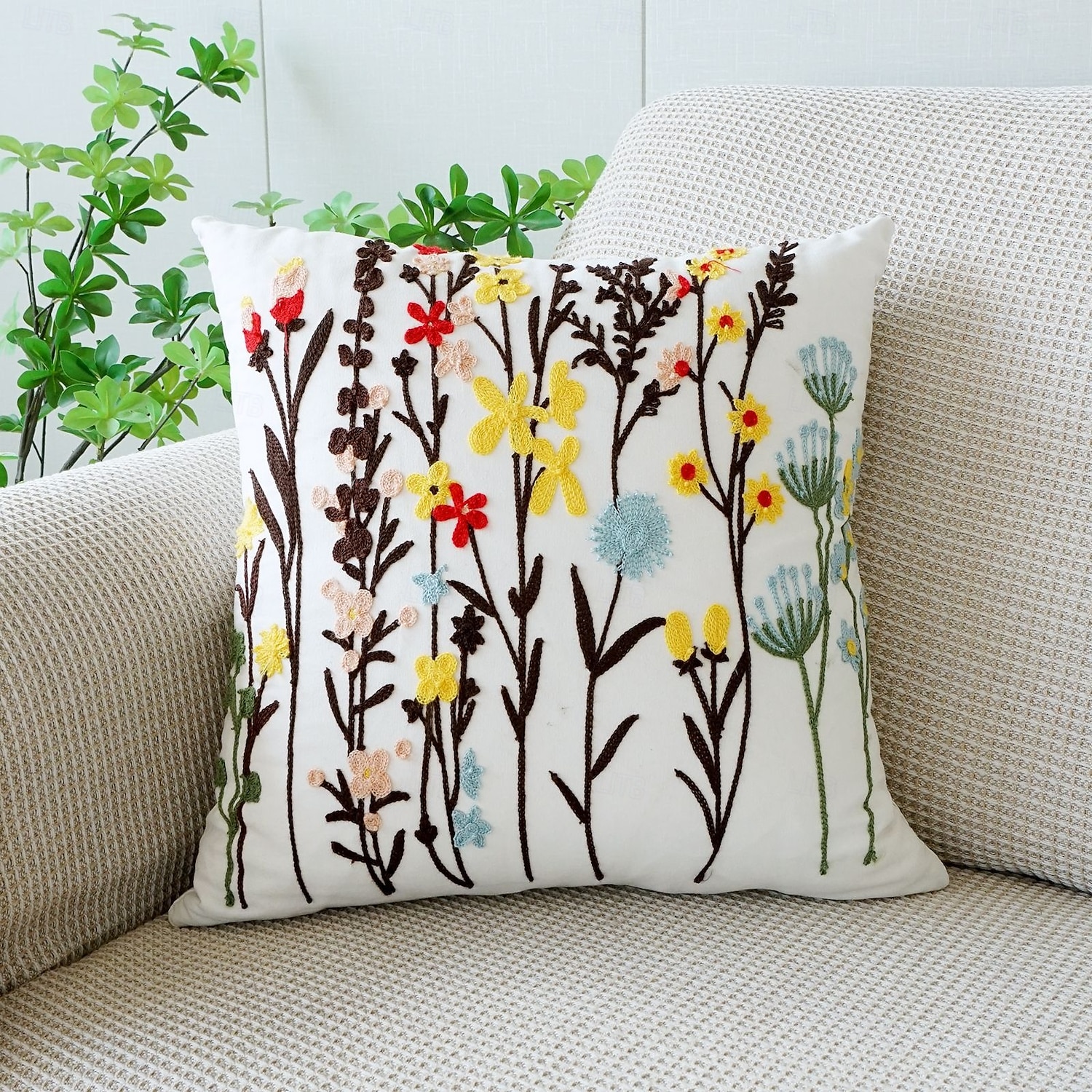 Country Style Embroidered Pillow Covers Living Room Sofa Cushion Fresh Floral Plant Throw Pillow for Window Seat Headrest 2026 - $18.99 –P9