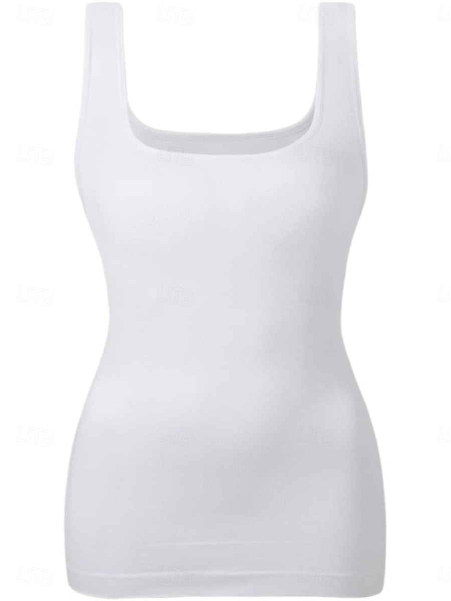 Dámské Halenka Bez vzoru Aktivní stylové Bez rukávů Do U Běžné topy Denní Dovolená Jdeme ven Černá Bílá Hnědá Meruňková Růžová Léto Jaro 2026 - $13.49 –P7