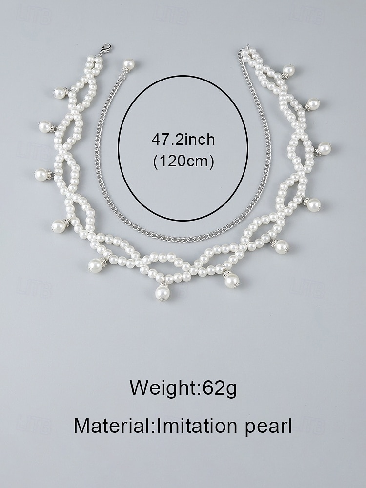 Dames tailleketting met imitatieparels, elegant accessoire voor bruidsjurken, delicate verstelbare bodypiercing voor bruiloften, feesten, avondevenementen en formele gelegenheden. 2026 - $9.99 –P10