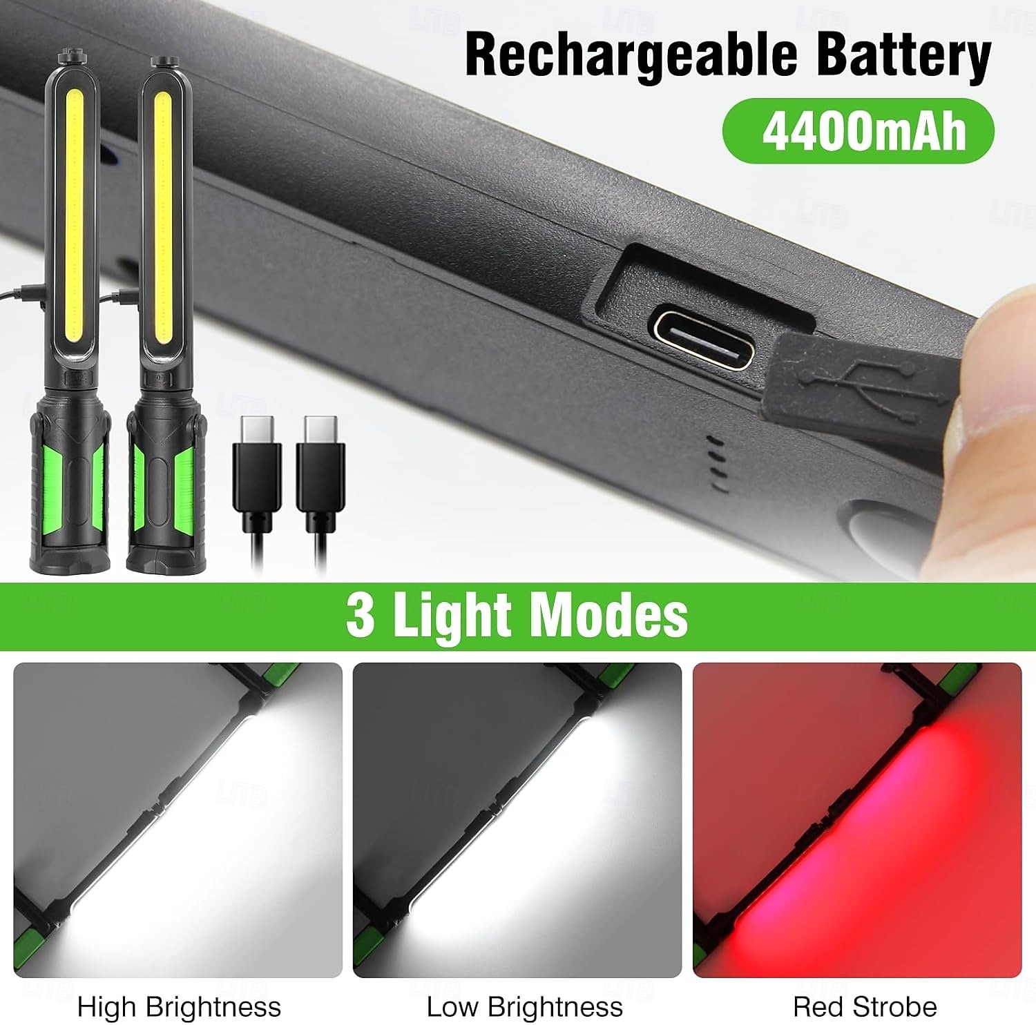 Lampă de lucru pentru mecanic, LED 2400lm, reîncărcabilă 4400mah, magnetică, lanternă de lucru sub capotă cu cârlige pentru reparații/inspecții/garaj/atelier/urgență auto 2026 - $131.99 –P10