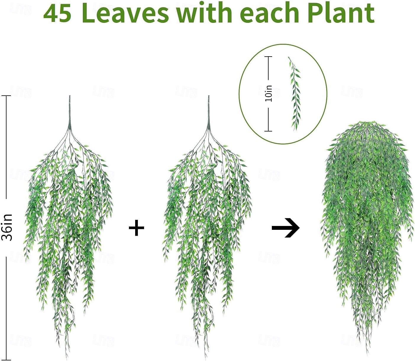 4 ks umělé girlandy závěsné révy falešné listy smuteční vrby falešná zeleň umělé rostliny realistická dekorace pro domácí kancelář do interiéru a exteriéru 2026 - $24.99 –P2
