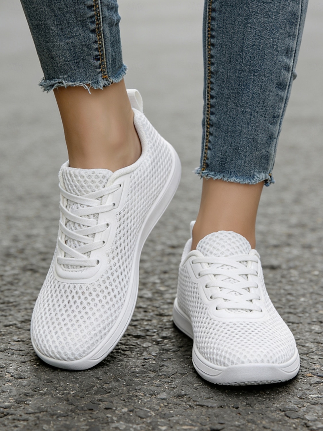 Women's White Wide Fit Breathable Mesh Sneakers - Lightweight Mesh Walking Shoes for Resort Streets, Vacation Travel & Everyday Casual Comfort 2026 - $32.99 –P8