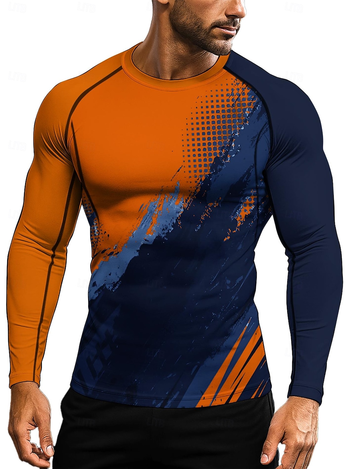 2026年 男性用 幾何学模様 抽象的 ランニングＴシャツ アスレチックシャツ ジムシャツ フィットネスシャツ ワークアウトシャツ 夏 春 秋 冬 長袖 UPF 50 UV耐性 UPF50+ ソフト モイスチャーコントロール マウンテンバイク ジムトレーニング ハイキング ウォーキング ジョギング サイクリング ルビーレッド ネービーブルー オレンジ スポーツウェア アクティブウェア  コレクション – $20.99 –P6