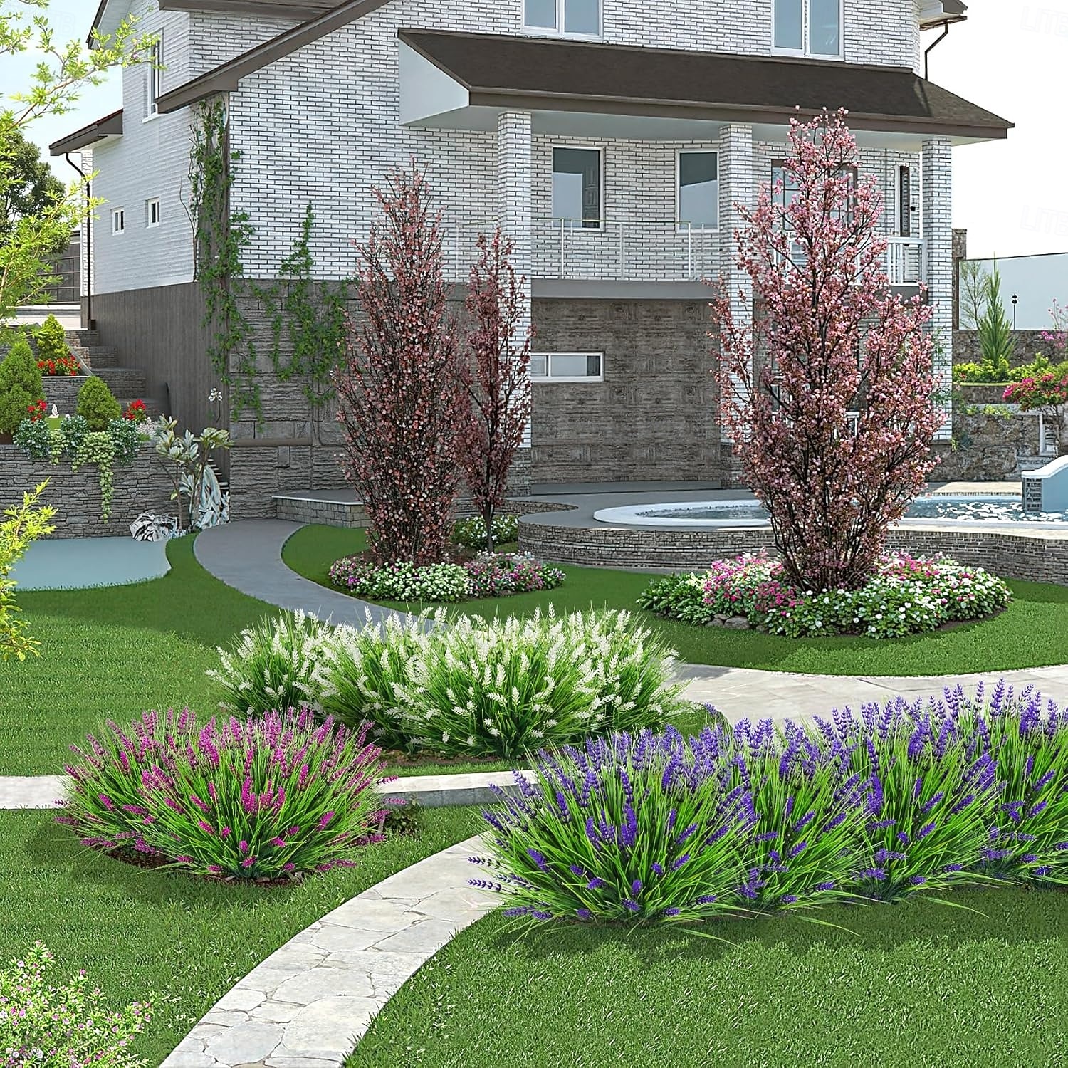 24 mazzi di fiori di lavanda artificiali, piante viola da esterno, fiori finti resistenti ai raggi UV, fiori artificiali da esterno, piante finte in plastica per veranda, giardino, fioriera, cortile, del 2026 a $32.99 –P7