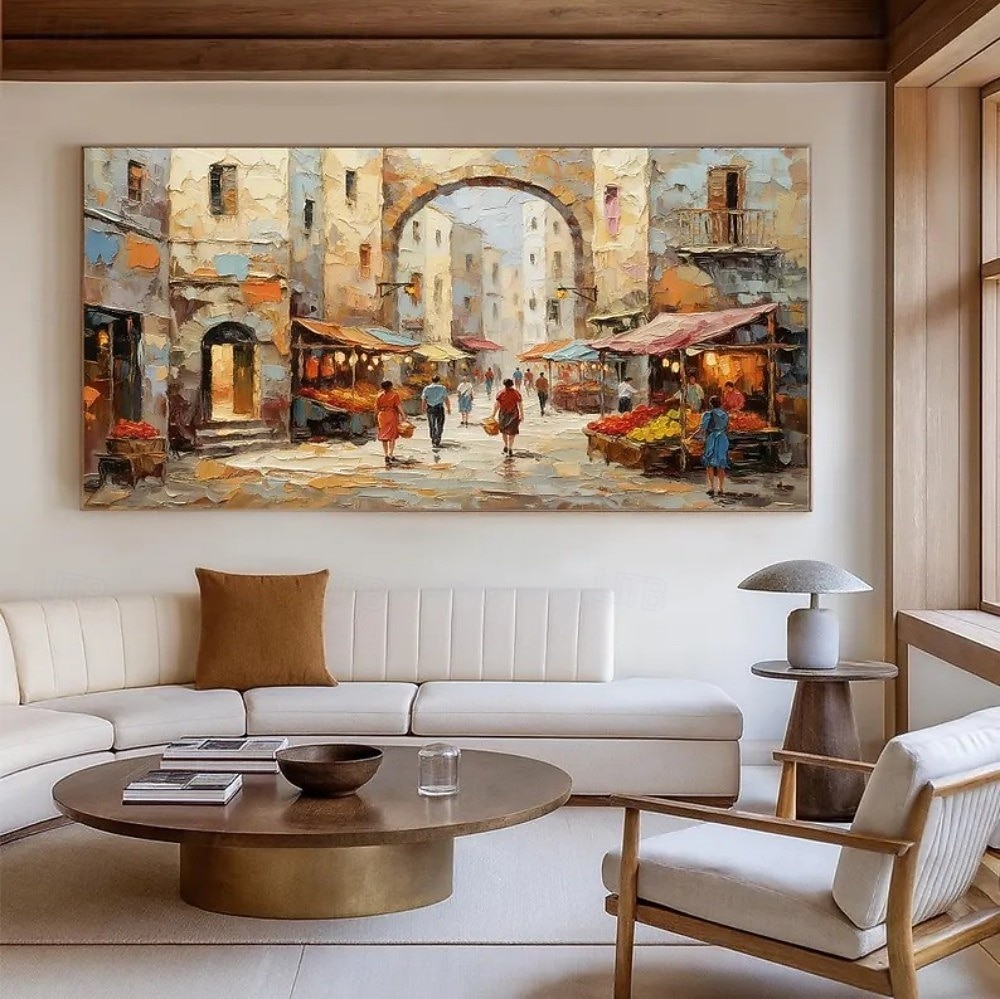 kézzel készített olajfestmény vászon faldekoráció építészet utcakép lakberendezéshez keret nélküli, feszítetlen festmény 2026 - $87.99 –P2