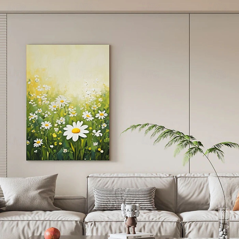 Handmade Green White Floral Texture Painting on Canvas oil painting Abstract Floral Wall Art Modern Textured Wall Art Green Floral Painting Boho Living Room Wall Decor 2026 - $100.99 –P5