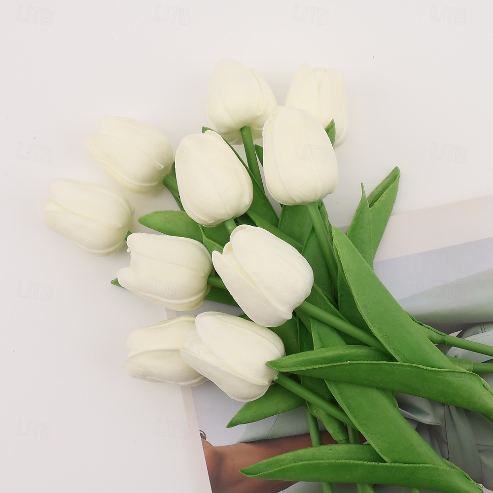 10 tulipani finti, fiori artificiali, fiori finti in PU, steli di tulipano, per bouquet primaverili da matrimonio, composizioni floreali, decorazioni per feste in casa e ufficio, per la festa della del 2026 a $15.99 –P6