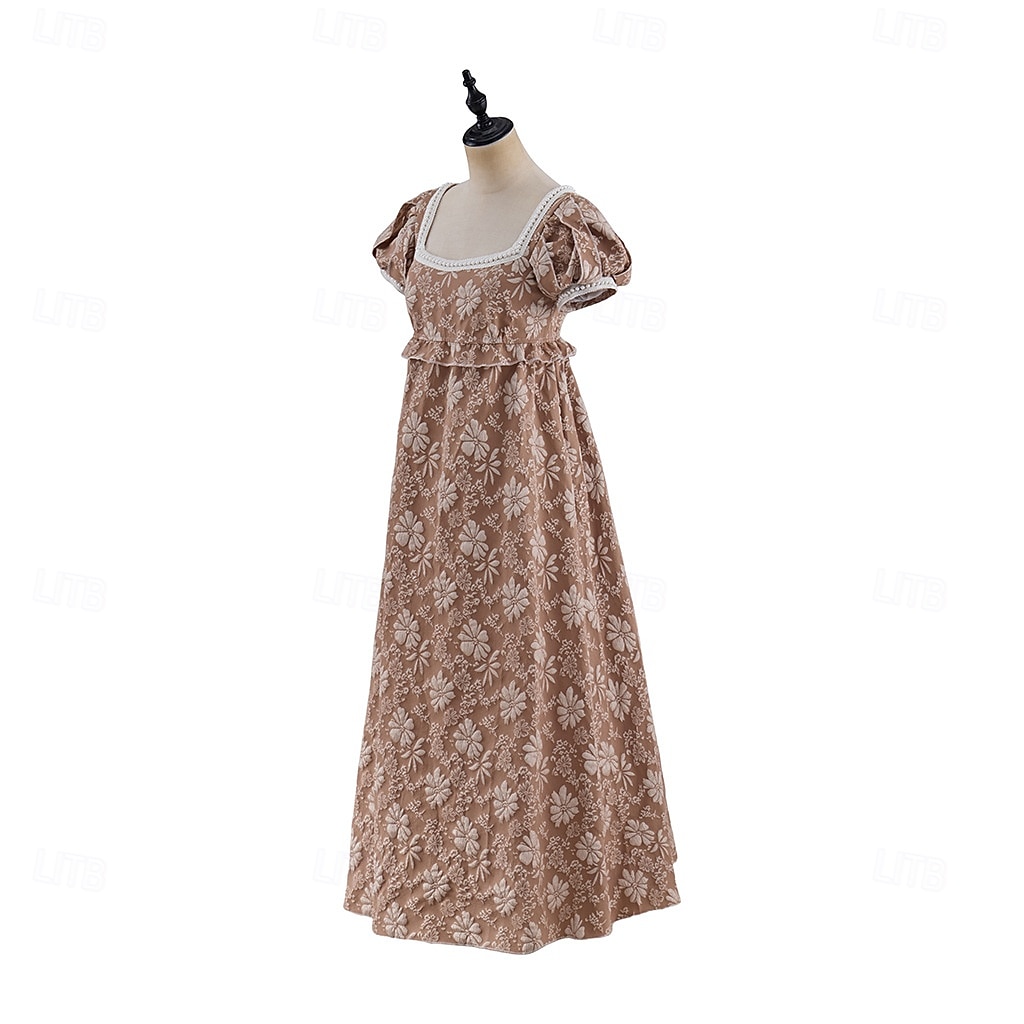 Retro Vintage Mittelalterlich Renaissance Bodenlang Kleid Ballkleid Kleid im Regency-Stil Puffärmel / Ballon Jacquard Blumen Kostüm Damen Halloween Karneval Abschlussball Hochzeit Maskerade Erwachsene 2026 - $55.99 –P16