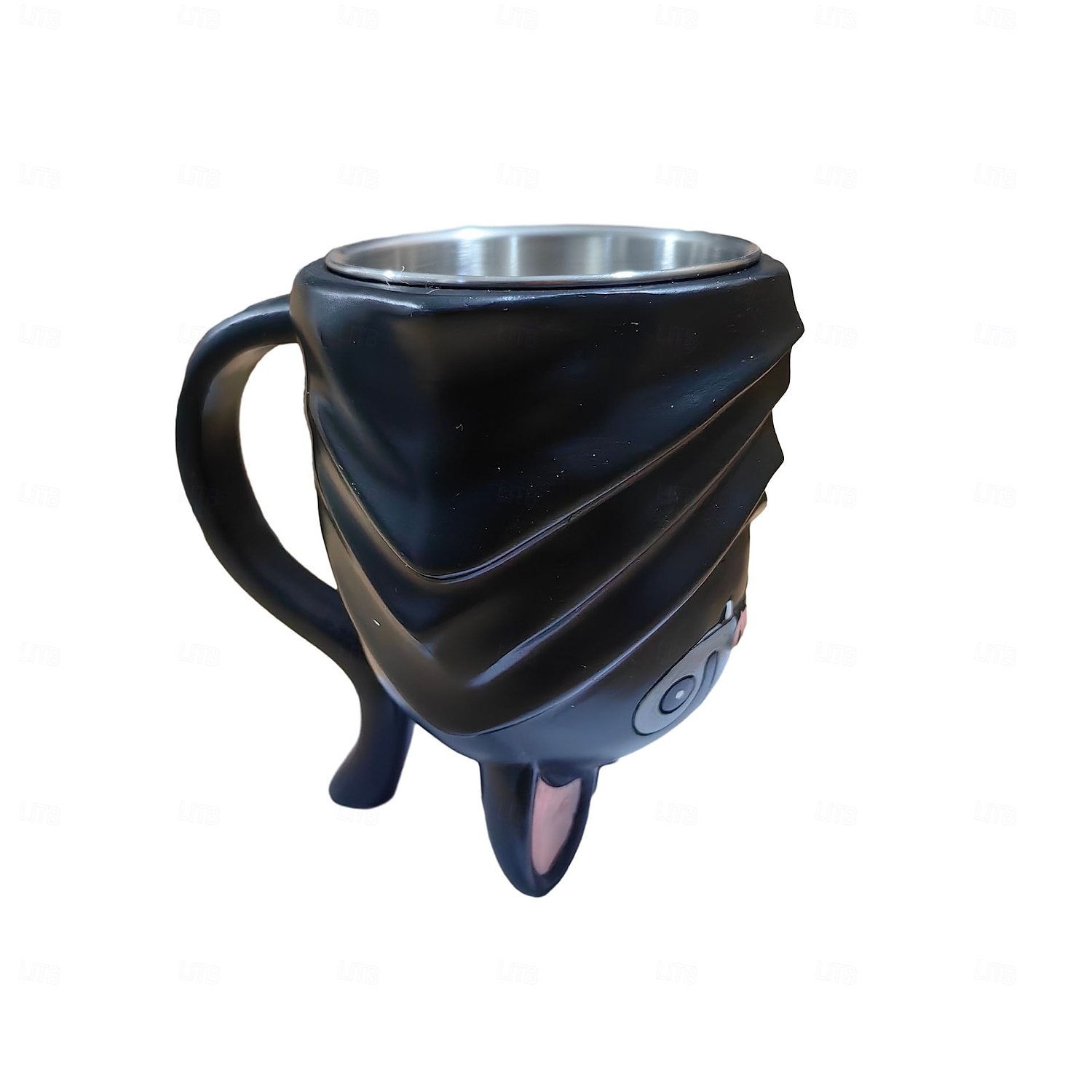 Snygg resinmugg med fladdermustema, upp och ner-vänd silhuett med kreativt svanshandtag, rolig och hållbar kaffekopp för hemmakontor, unik presentidé för halloween och högtider 2026 - $23.99 –P9