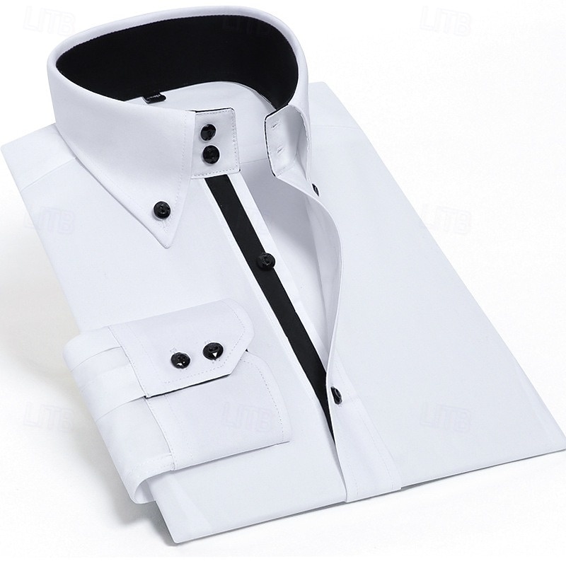 Per uomo Camicia Camicia con colletto a punta di lancia Camicia elegante Camicia button-down Semplice Casuale Quotidiano Nero Bianco Rosso Blu marino scuro Manica Lunga Colletto alla francese del 2026 a $31.99 –P2