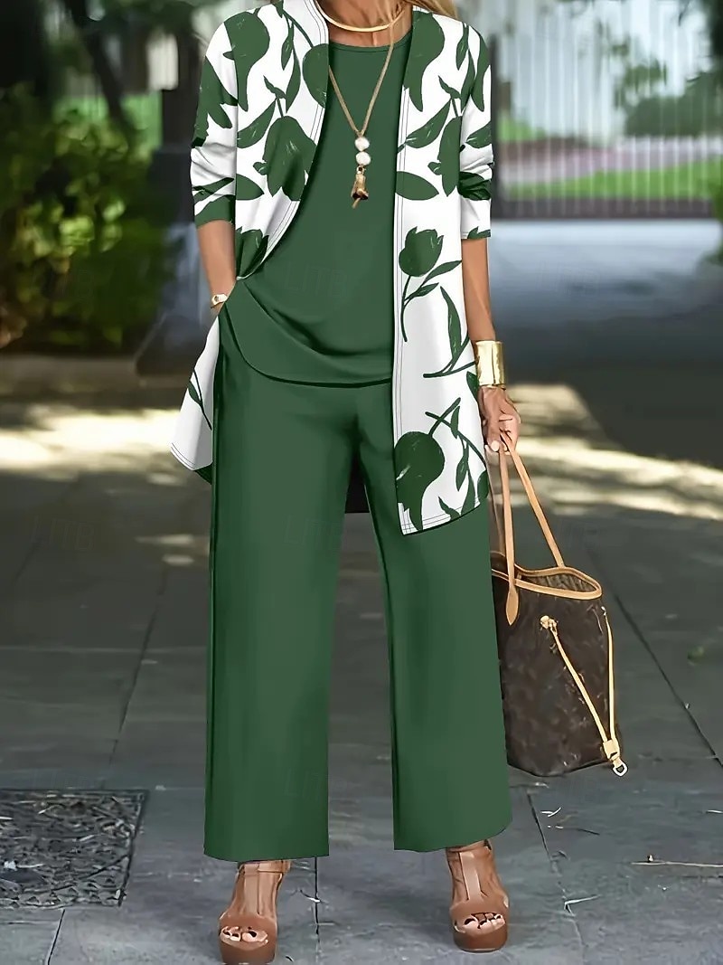 Women's Pants Sets Bolero Top Sleeveless Long Sleeve Round Neck Floral Graphic Print Fashion Streetwear Casual Daily Outdoor Blue Black Wine Summer Regular Fit 2026 - $52.99 –P5