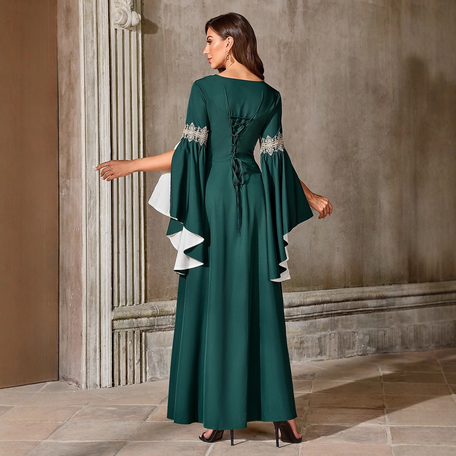 Retro / vintage Medieval Renascentist Lungime Podea Rochii Mâneci Lungi vrăjitoare Viching Costume de fancy Pentru femei Fantezie Halloween Carnaval Petrecere Târgul Renașterii LARP Adulți Rochie 2026 - $68.99 –P2