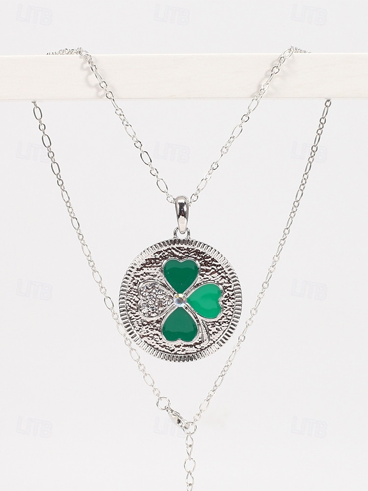 Colier pentru femei cu trifoi de Ziua Sfântului Patrick, pandantiv verde cu breloc din aliaj durabil, mai multe stiluri, inclusiv trifoi și potcoavă, bijuterii festive irlandeze pentru parade, petreceri și ținute de sărbătoare. 2026 - $9.99 –P12