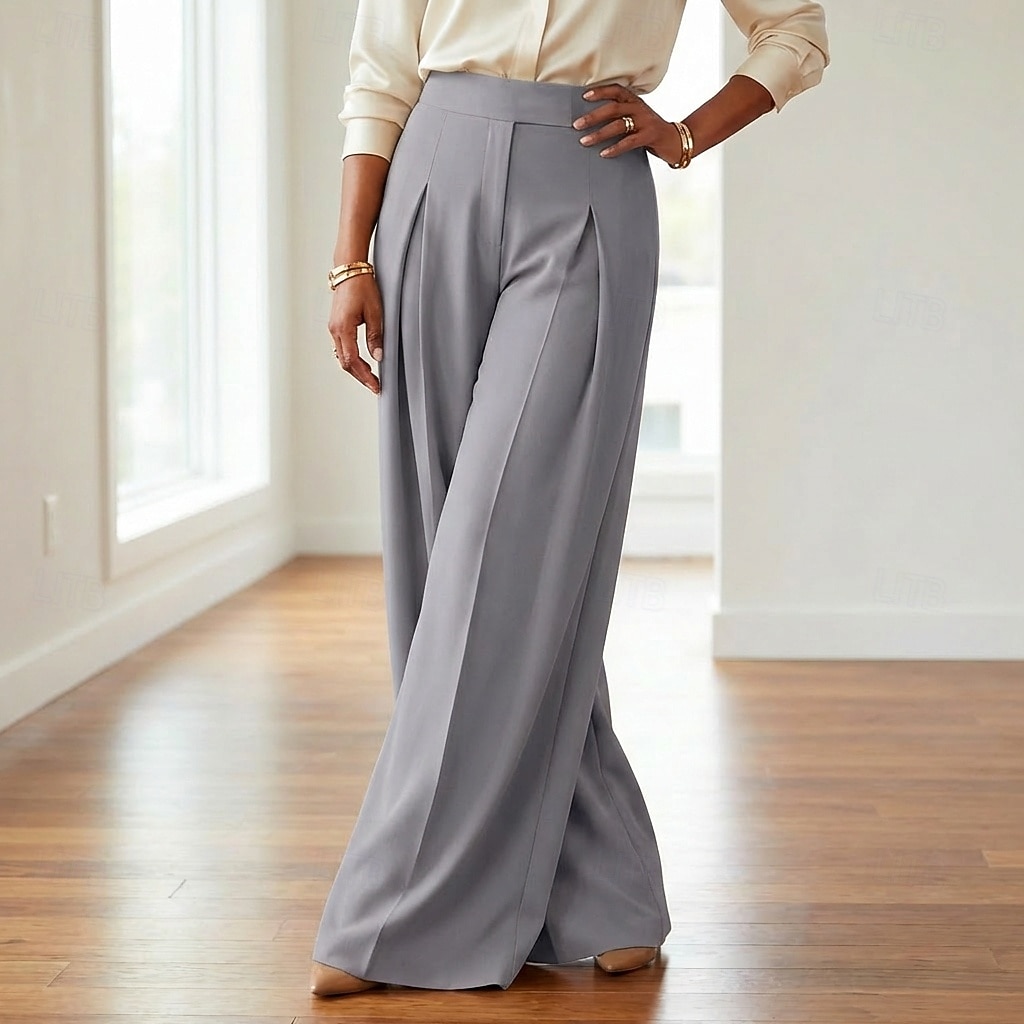 Damskie Spodnie szerokie nogawki Spodnie Moda Moda miejska Pełna długość Wysoka talia Równina Kieszeń Ruched Butt Lifting Wysokie cięcie Komfort Oddychalność Miękka Średnio elastyczny Urlop Ulica 2026 - $22.99 –P1