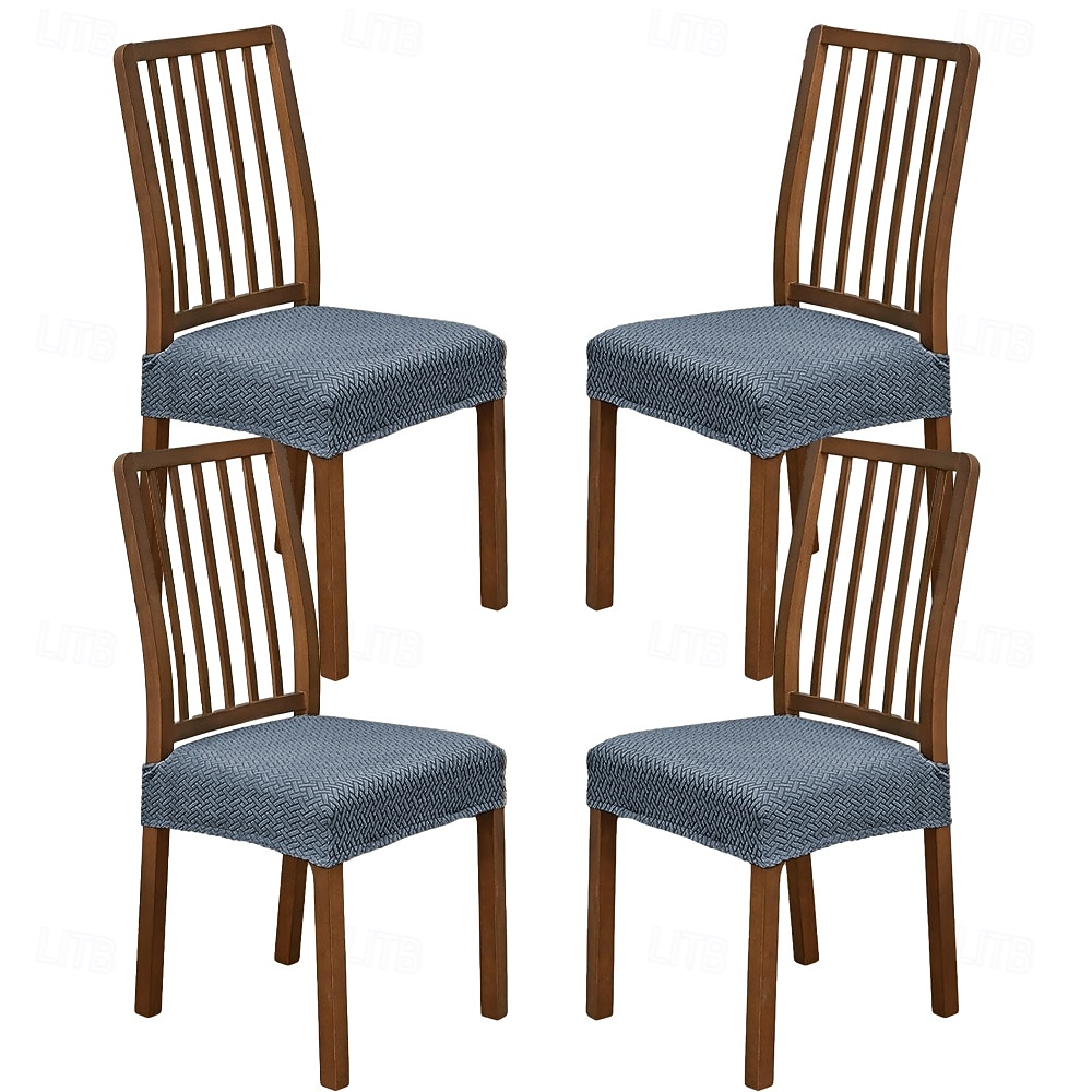 4PCS/1 Set Seat Covers For Dining Room Elastic Jacquard Stripe Plaid Design Double Elastic Stool Slipcover With Buckle And Tongue Non Slip Chair Cushion Cover Set For Home Hotel Banquet Decor 2026 - $27.99 –P2
