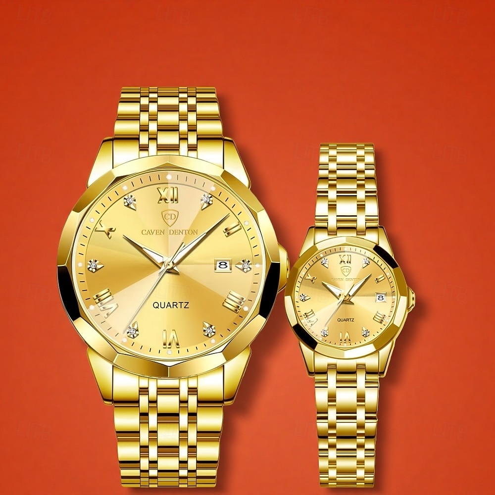 relógios de casal, masculinos &Relógios femininos de luxo e charme, com detalhes em strass, função de calendário, visor com luz noturna, relógios casuais e modernos, acessórios perfeitos para de 2026 por $44.99 –P1