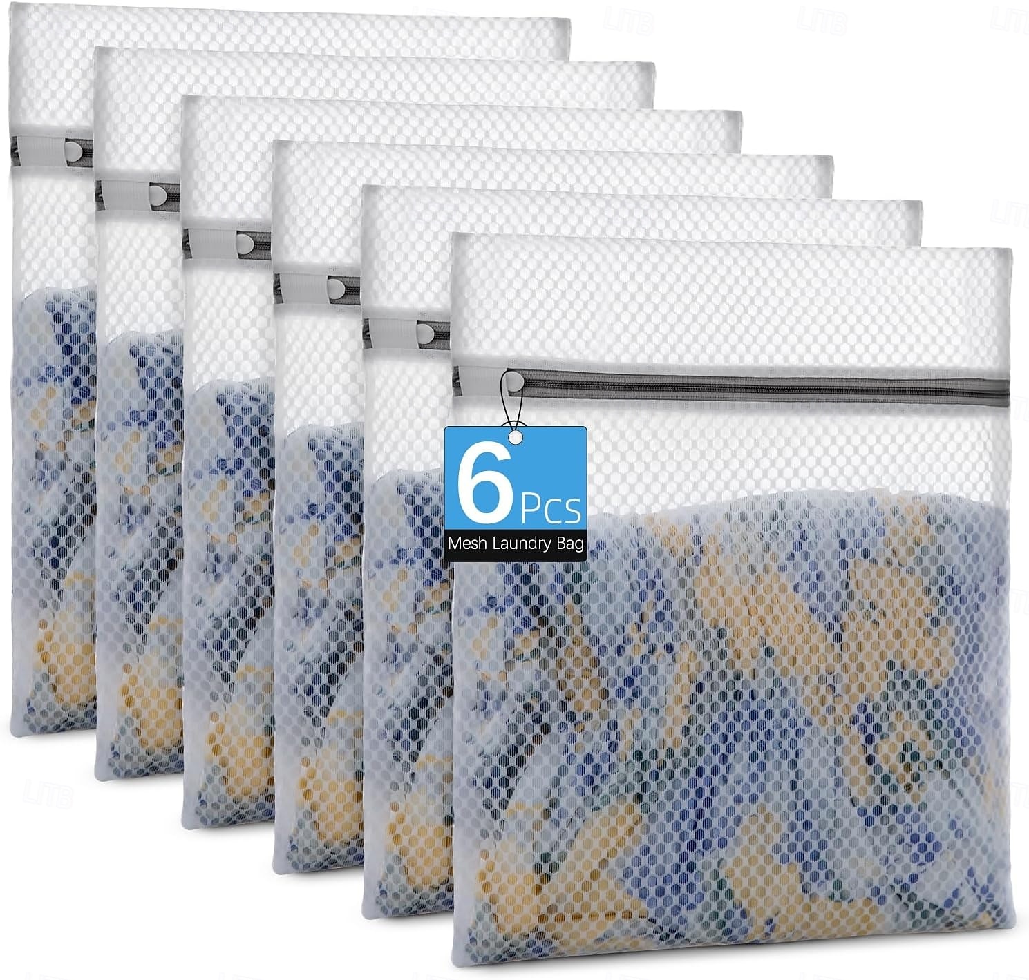 2026年 デリケートな衣類用のハニカムメッシュランドリーバッグ6個パック - ブラジャー、ランジェリー、靴下、ベビー服用の12x16インチミディアム洗濯バッグ - ジッパー開閉でデリケートな衣類を優しく洗います。  コレクション – $16.99 –P1