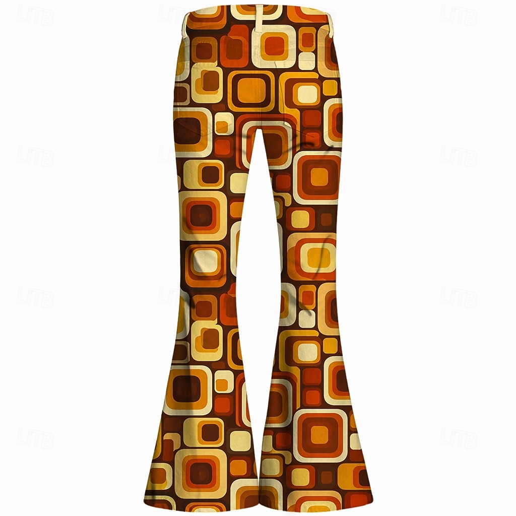 Retro / vintage Boho Anii 1970 Pantaloni Pantaloni cu fund clopot Hippie Disc Talie Înaltă Geometric Costume de fancy Bărbați Halloween Carnaval festival de muzică Petrecere cu tematică retro Adulți 2026 - $35.99 –P2