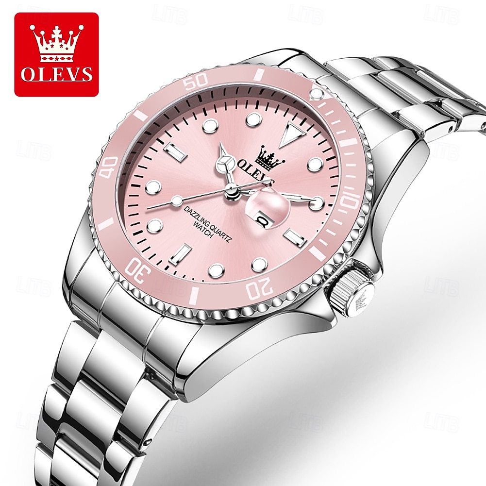 Mother's Day Gift OLEVS Women Quartz Watch Creative Minimalist Luxury Casual Calendar Date Waterproof Decoration Stainless Steel Strap Watch 2026 - $37.99 –P1