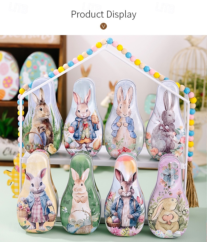 1pc Easter Bunny Tin Box, Colorful Metal Cookie Candy Box, Cartoon Rabbit Gift Container for Kids, Easter Decoration 2026 - $5.99 –P3