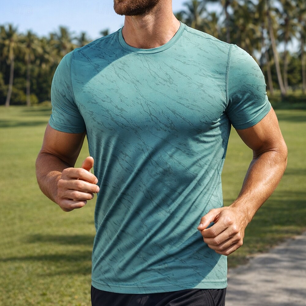 Voor heren Grafisch Marmeren afdrukken Hardloopshirt Compressieshirt Atletisch shirt Sporttop Zomer Korte mouw Sneldrogend Vochtregelerend Ademend Sportschooltraining Wandelen Joggen blauw Zwart Wit 2026 - $18.99 –P4