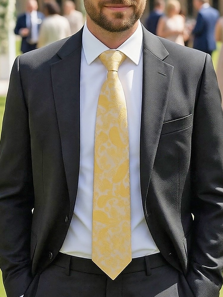 Pánská kravata s paisley vzorem, polyesterový materiál, více barev, ideální pro svatby a formální události 2026 - $14.99 –P2