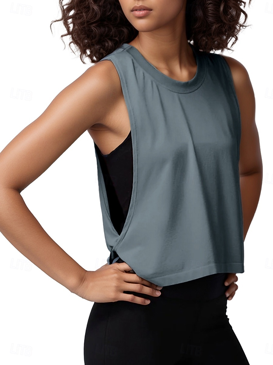Dames Blouse Uitgesneden Effen Actief Casual Mouwloos Strakke ronde hals Normale tops Dagelijks Feestdagen Uitgaan blauw Zwart Wit Oranje Zomer Lente 2026 - $15.99 –P12
