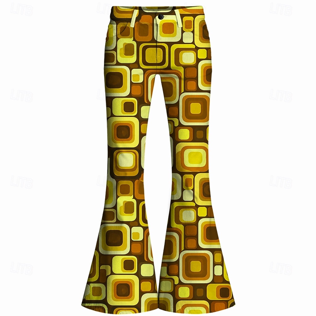 Retro / vintage Boho Anii 1970 Pantaloni Pantaloni cu fund clopot Hippie Disc Talie Înaltă Geometric Costume de fancy Bărbați Halloween Carnaval festival de muzică Petrecere cu tematică retro Adulți 2026 - $35.99 –P3