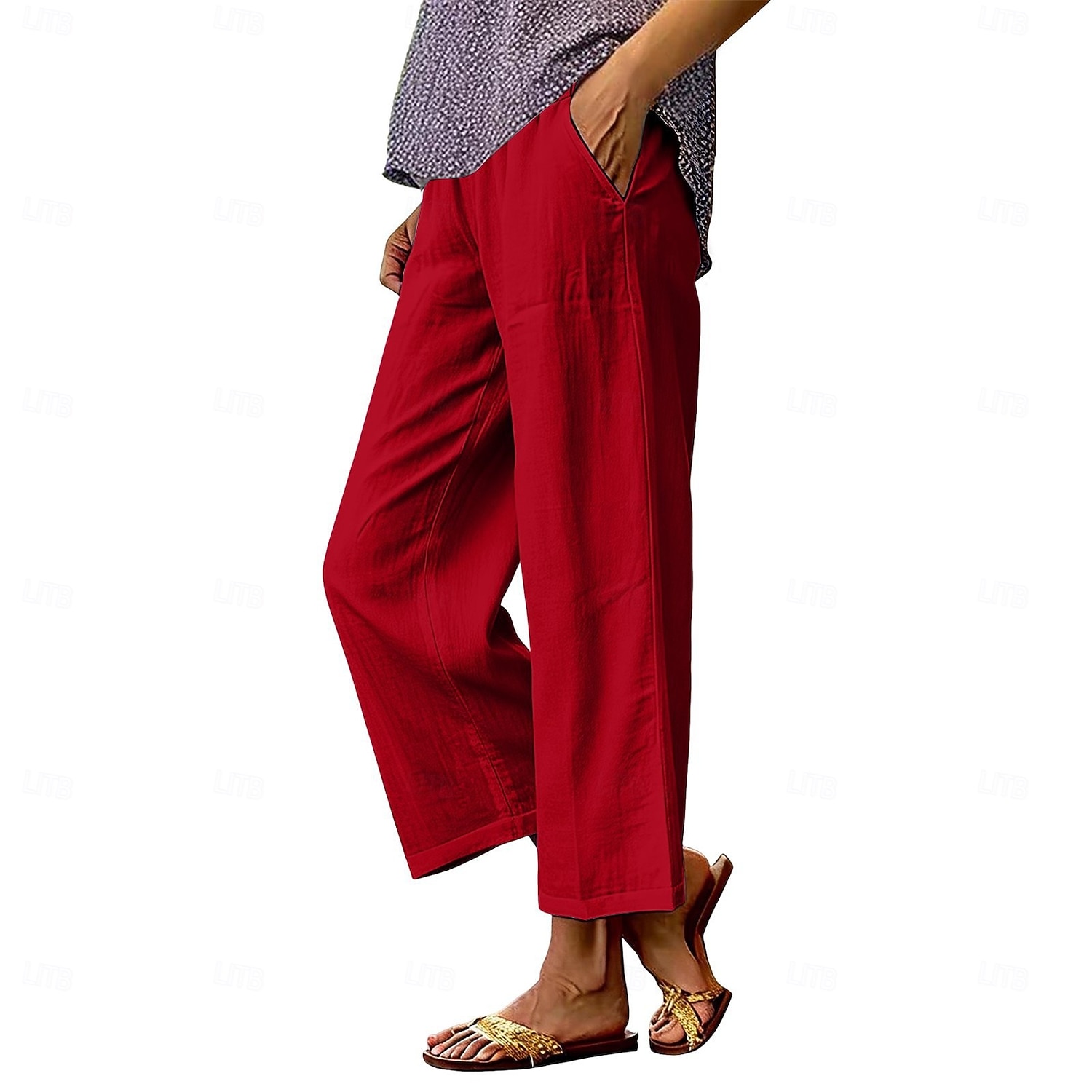 Per donna Gamba larga Pantaloni Pantaloni casual Vacanza Moda Streetwear Lunghezza intera Vita Alta Semplice Tasca Elastico in vita Confortevole Traspirante Inelastico Quotidiano Vacanza Streetwear del 2026 a $10.49 –P10